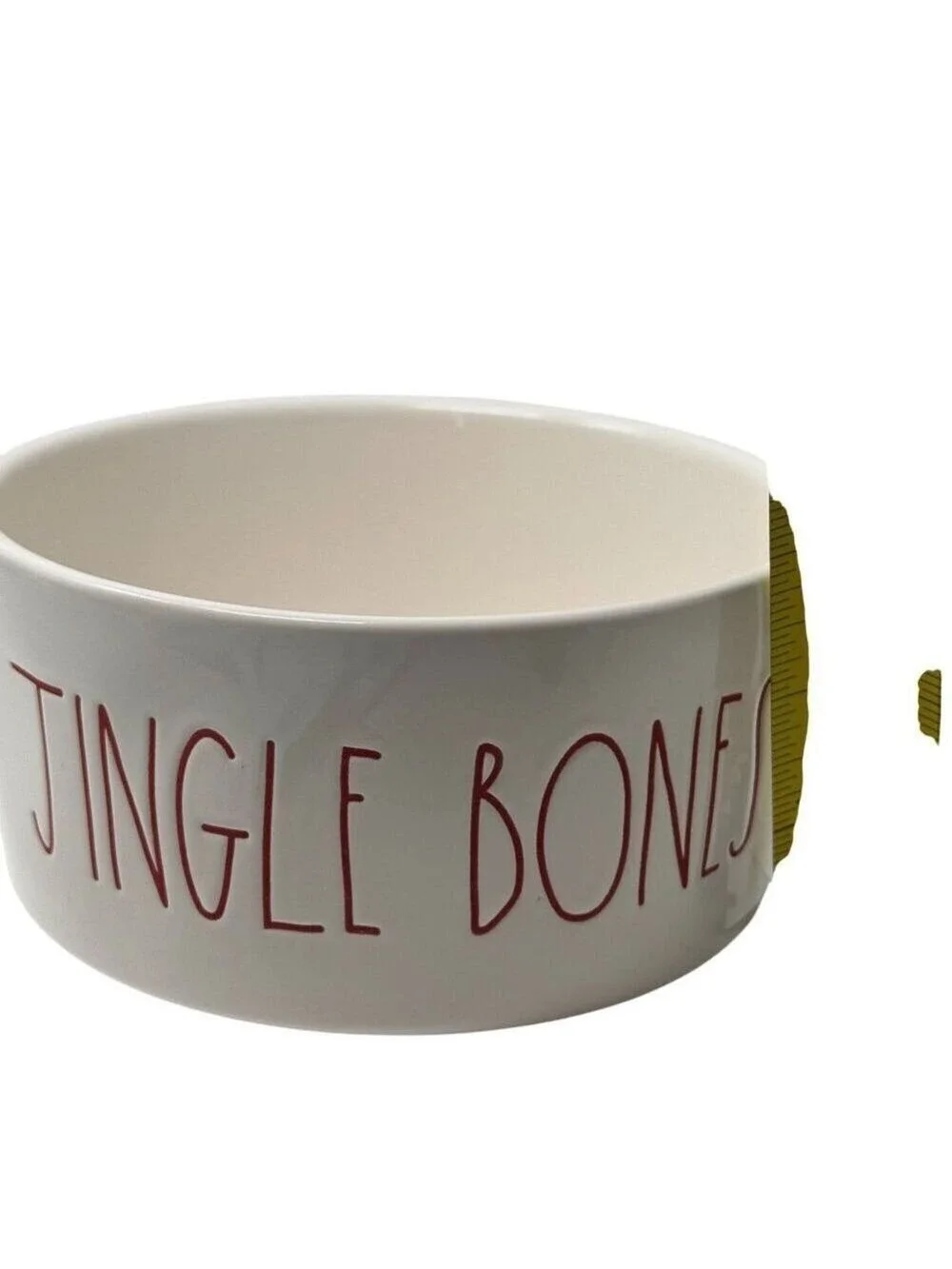 Rae Dunn Jingle Bones Red Letter Dog Bowl 6in Holiday Pet Dish Christmas Ceramic